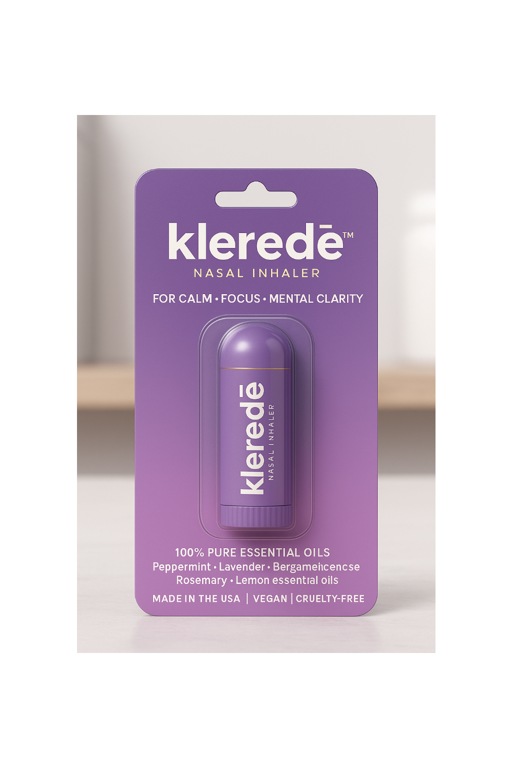 Klerede Wellness Aromatherapy Nasal Inhaler | Calm & Clarity Essential Oil Blend